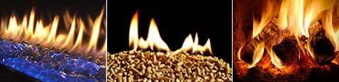 three fuel types for fireplaces wood pellet gaz electric