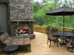 montana traditional wood outdoor fireplace